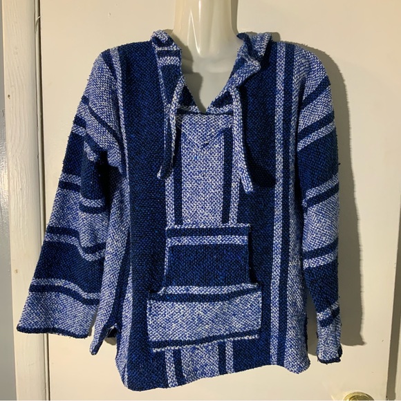 BLUE BAJA JERGA HOODIE SWEATSHIRT PULLOVER - Picture 1 of 9